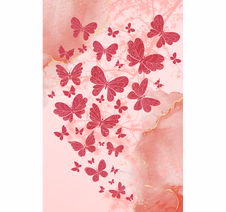 Pink heart arrangement butterfly roller blind - TenStickers