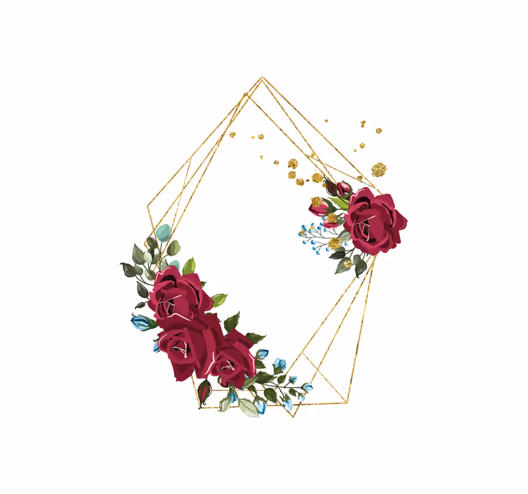 Floral golden geometric frame Flower blind - TenStickers