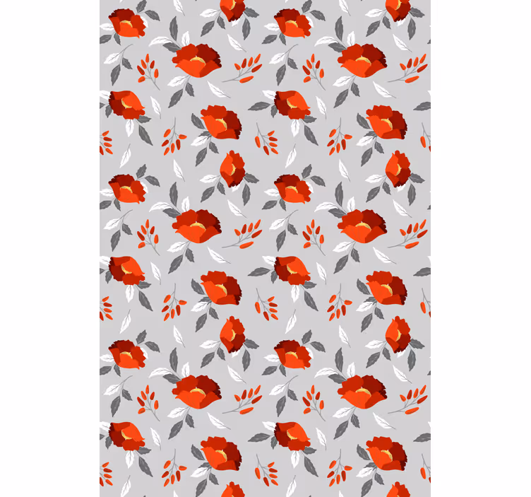 Red grey pattern flower roller blind - TenStickers