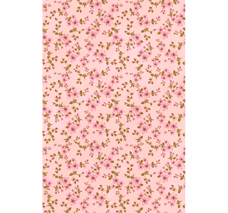 Pink elegant pattern flowers and plants roller blind - TenStickers