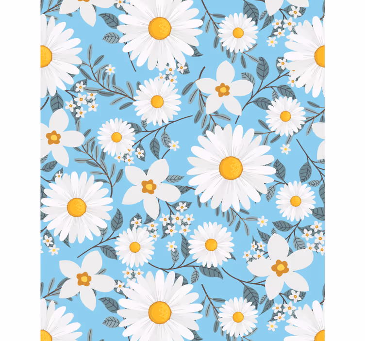 Daisy flowers pattern blue background blind - TenStickers