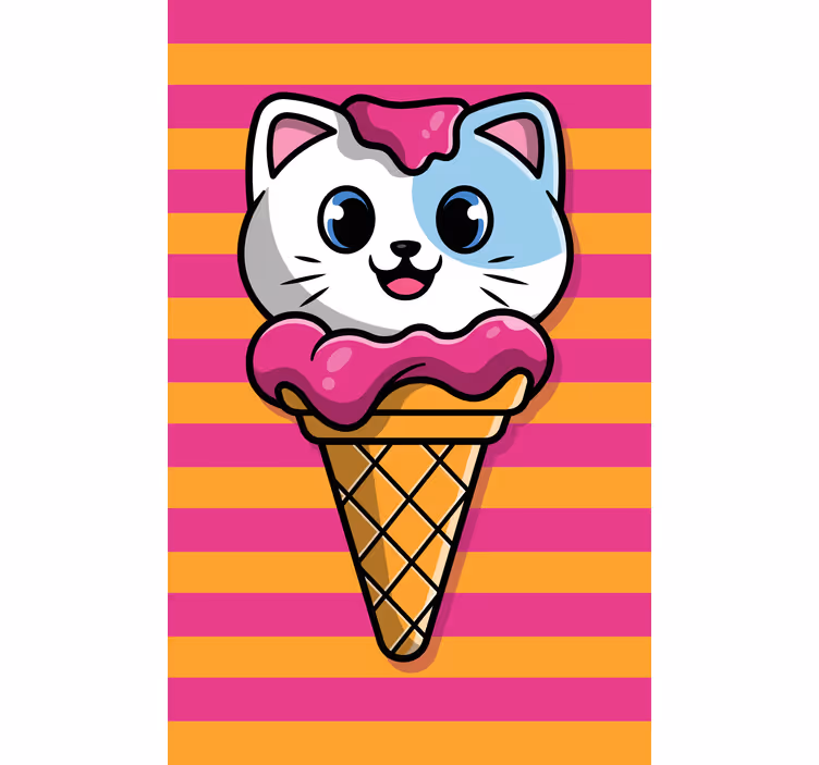 Cute cat in ice-cream Childrens blind - TenStickers