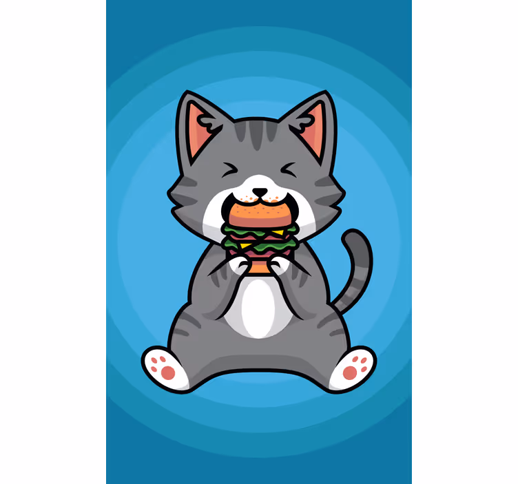 Happy Cat Eating animal roller blind - TenStickers