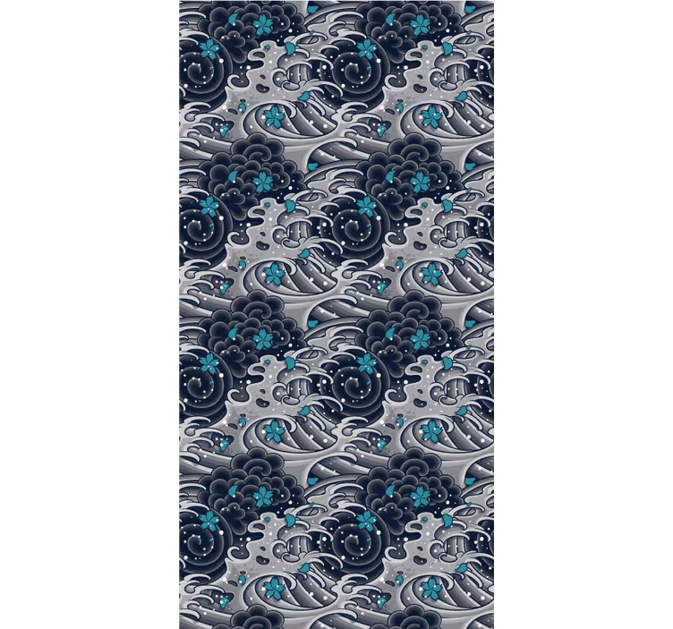 Japan wave ocean illustration Living room blind - TenStickers