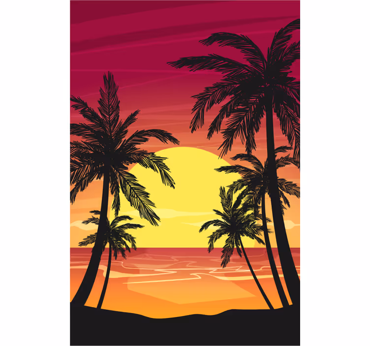 Golden exotic sunset Master bedroom blind - TenStickers