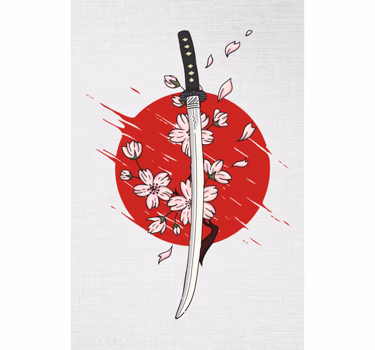 Samurai sword blossoms art roller blind - TenStickers