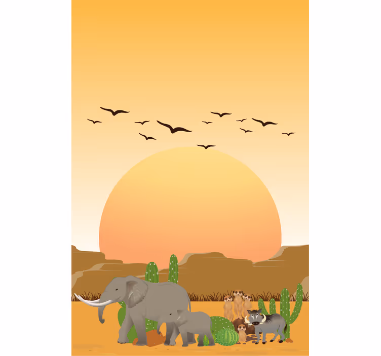 Savannah Sunset Scene animal roller blind - TenStickers