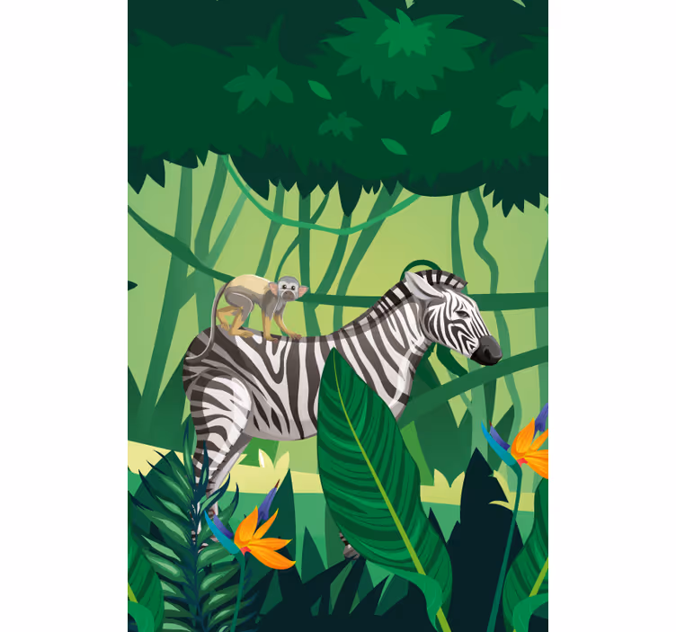 Zebra and Monkey together various animal blind - TenStickers