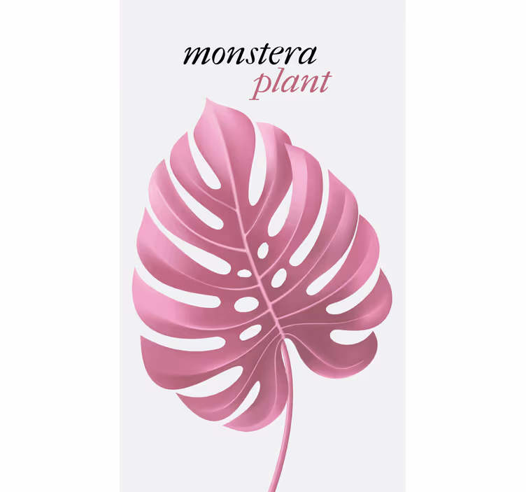 Pink monstera plant flowers and plants roller blind - TenStickers