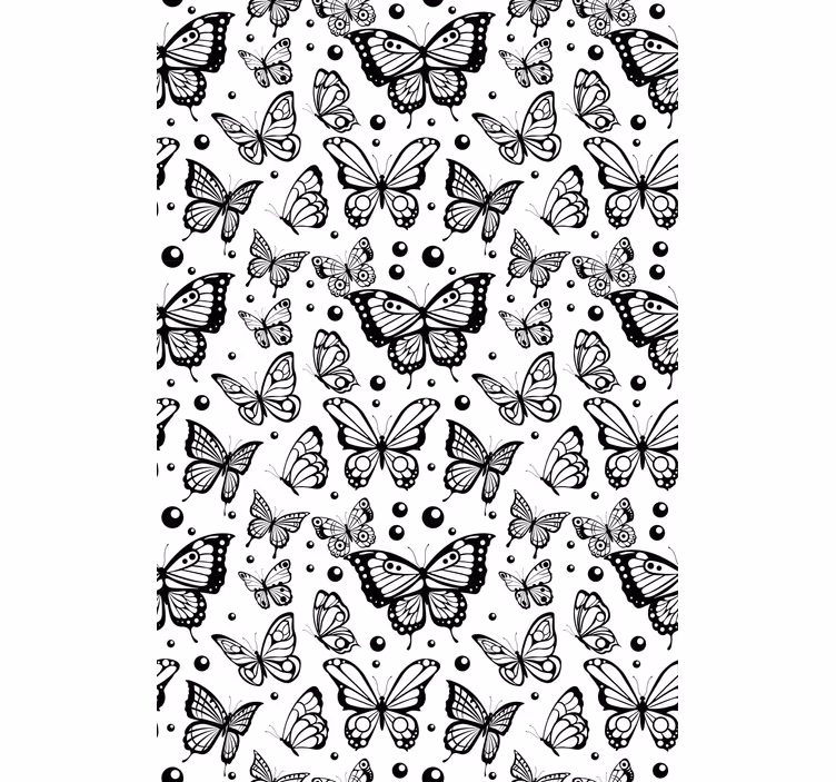 Fluttering black and white butterfly roller blind - TenStickers