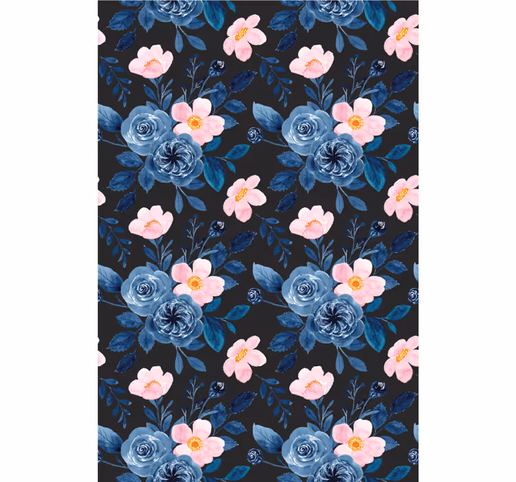 Blue and pink roses flowers and plant blind - TenStickers