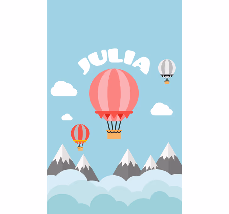 Hot air balloons with name children room roller blind - TenStickers