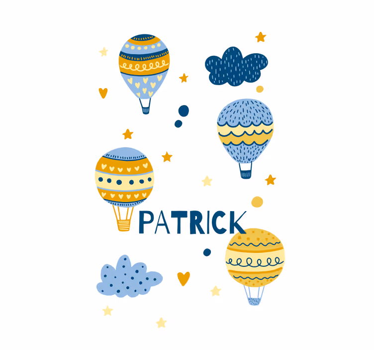 Children room roller blind scandinavian air balloons name - TenStickers