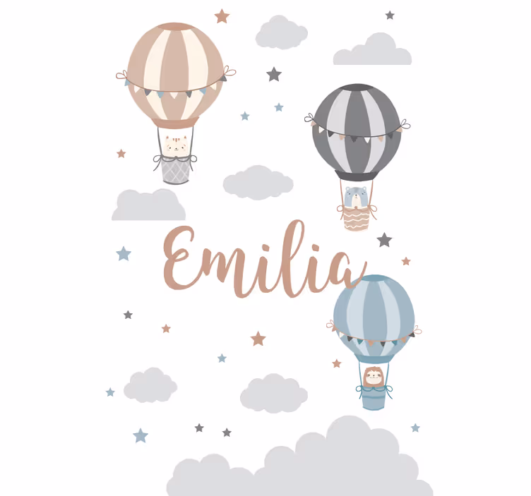 Pastel color balloons and clouds roller blind - TenStickers