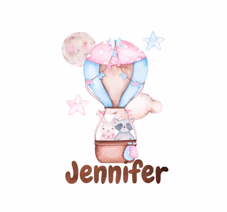 Hot air balloon with name children room roller blind - TenStickers