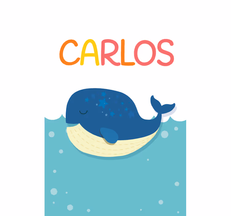 Sleeping Whale With Name children room roller blind - TenStickers