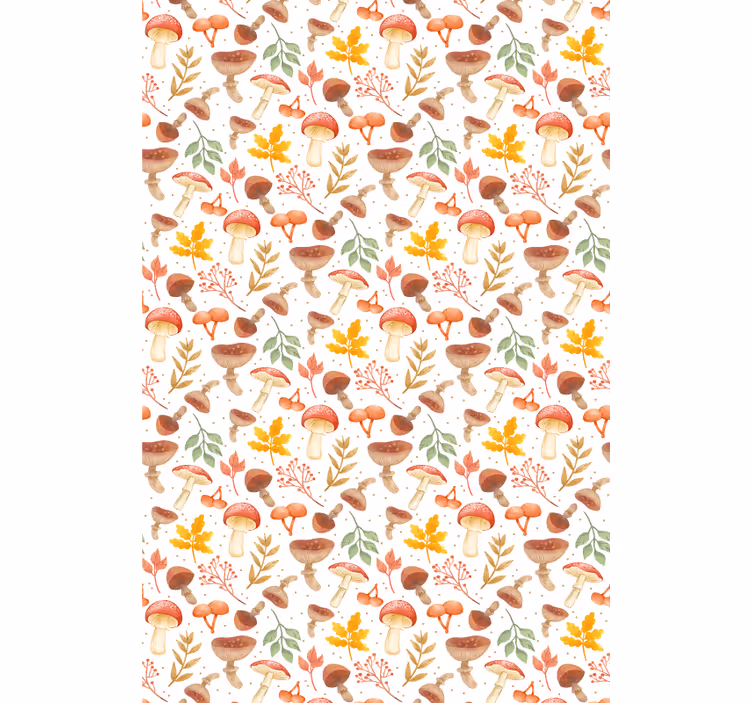 Mushroom and Leaf Pattern flowers and plants roller blind - TenStickers