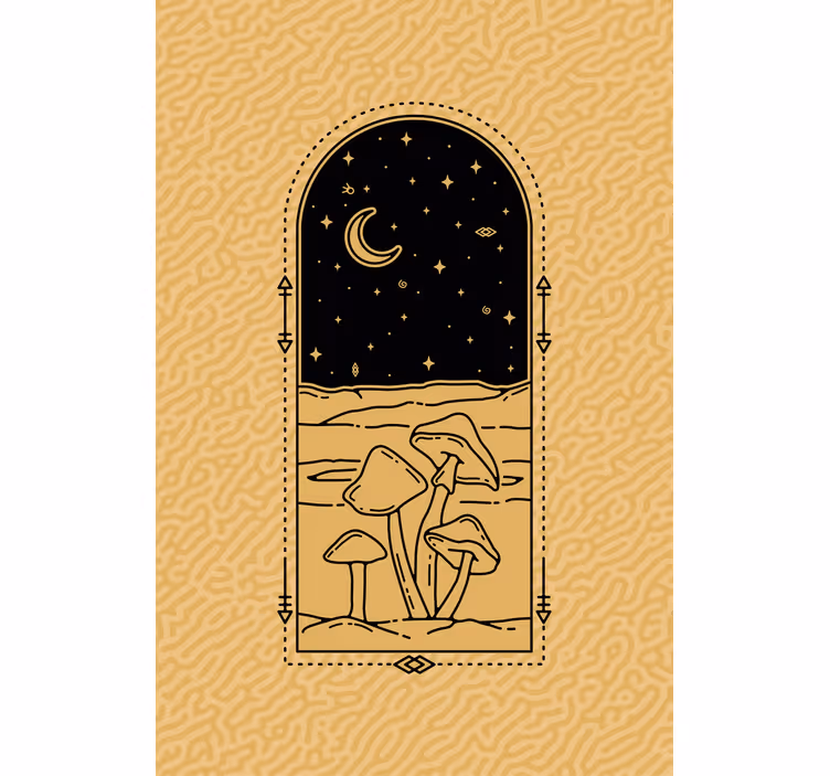Mushroom Moonlit Scene animal roller blind - TenStickers