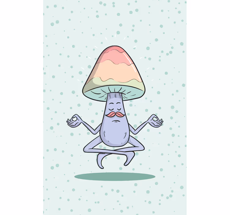 Cartoon mushroom meditating Kitchen blind - TenStickers