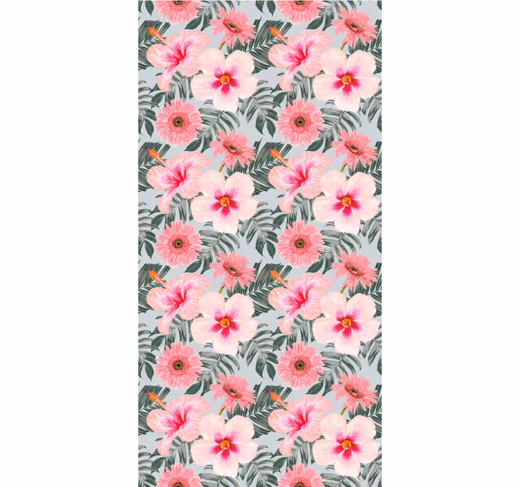 Hibiscus and flowers living room roller blind - TenStickers