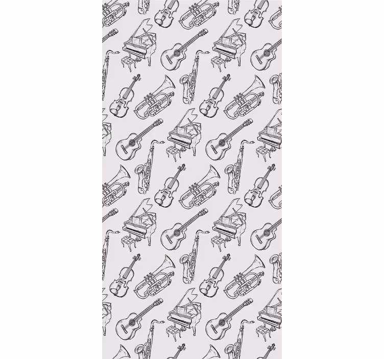 Musical instruments pattern teenage bedroom roller blind - TenStickers