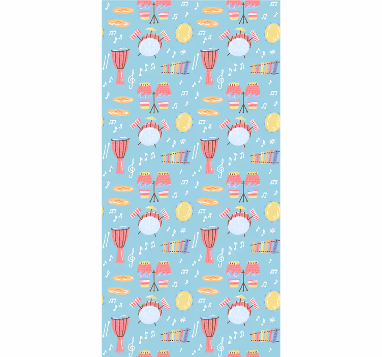 Hand drawn musical drums pattern room blind - TenStickers