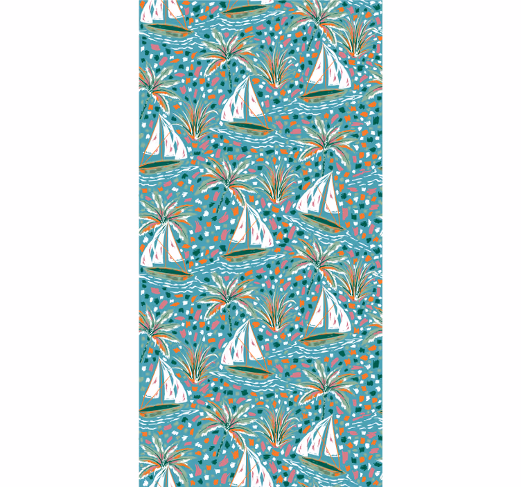 Sailing Boats and Palms flower roller blind - TenStickers