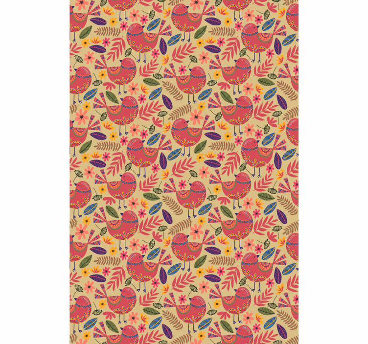 Colorful birds folk art pattern Flower blind - TenStickers