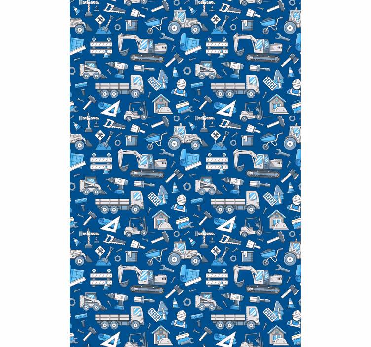 White excavators blue Texture and pattern blind - TenStickers