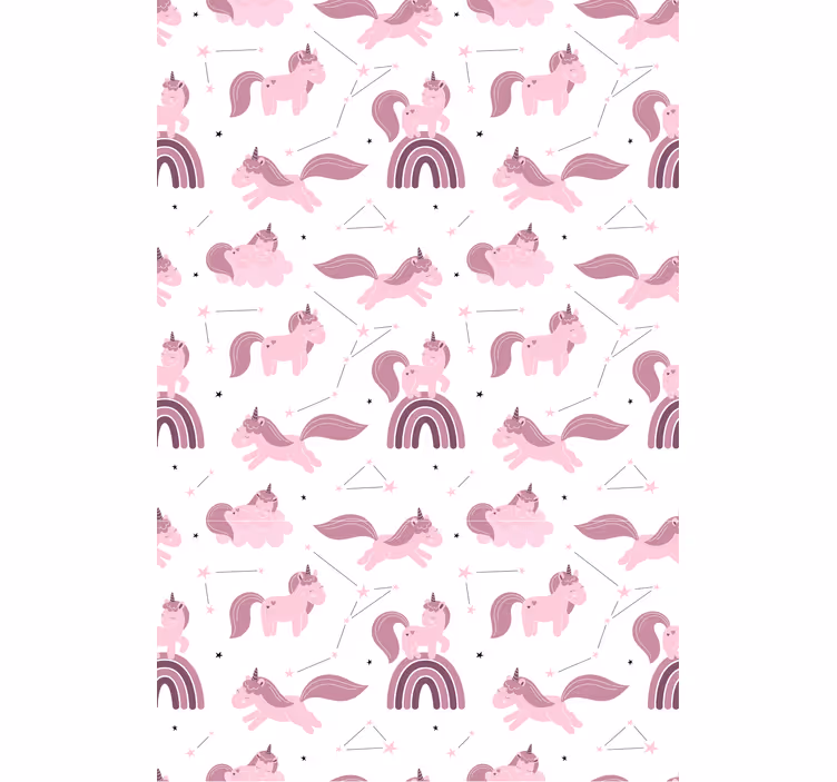Pink unicorns and arches children room roller blind - TenStickers