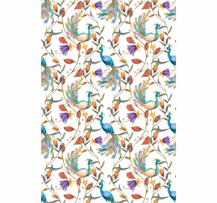 Elegant Peacock Floral flowers and plants roller blind - TenStickers