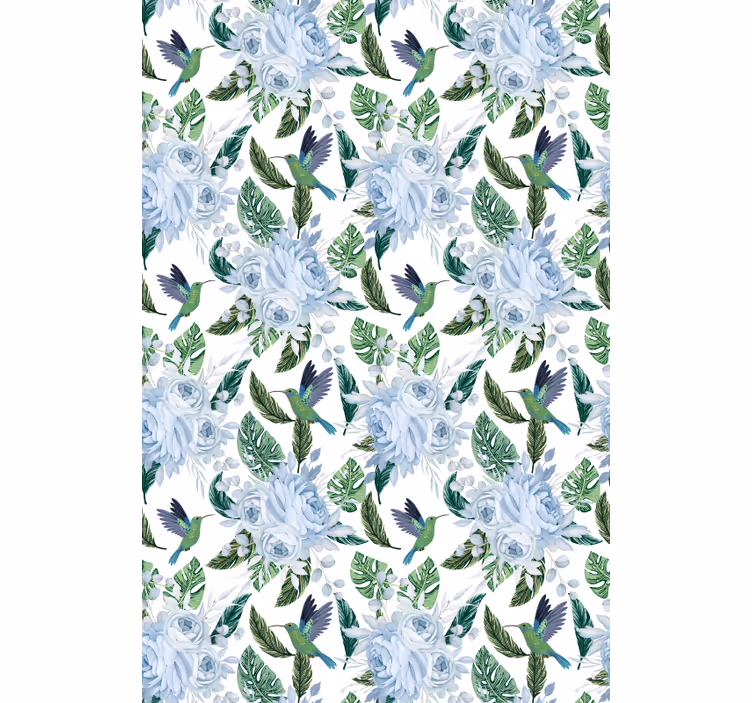Hummingbirds and Roses flowers and plants roller blind - TenStickers