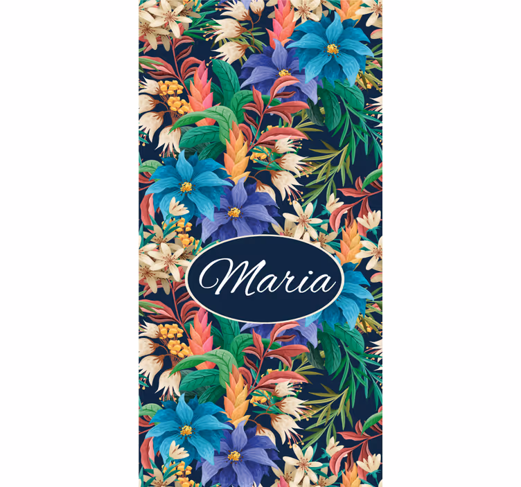 Floral Name Personalization flowers and plants roller blind - TenStickers