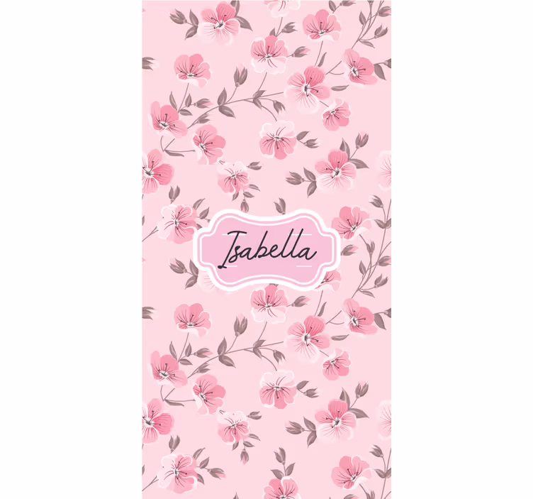 Cherry blossoms with name children room roller blind - TenStickers