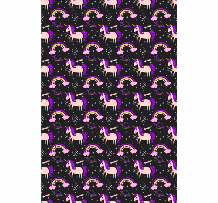 Children room roller blind with pink unicorns and arches - TenStickers