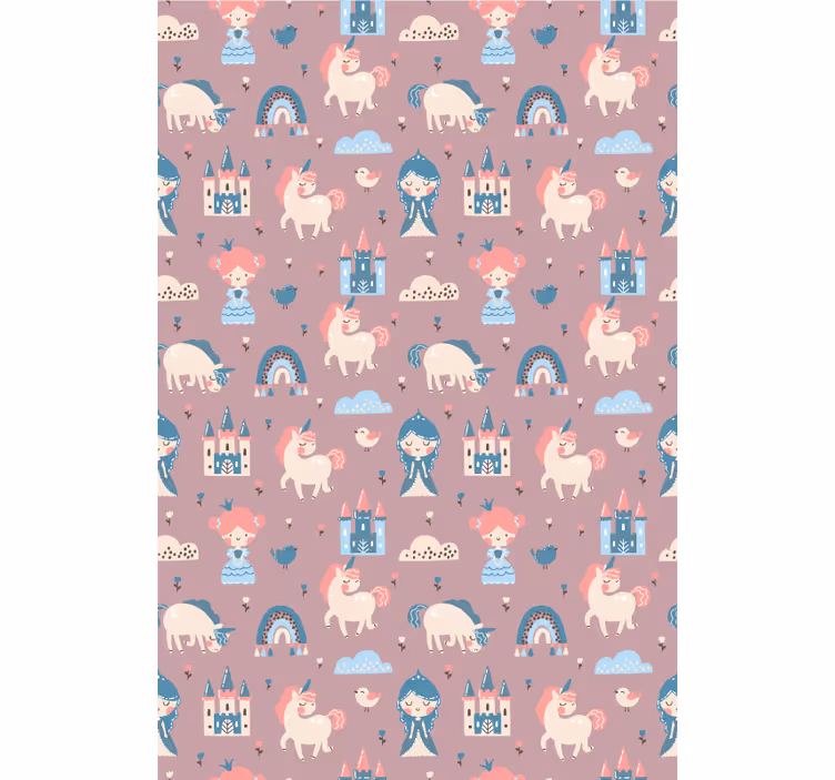 Unicorns and castles children room roller blind - TenStickers