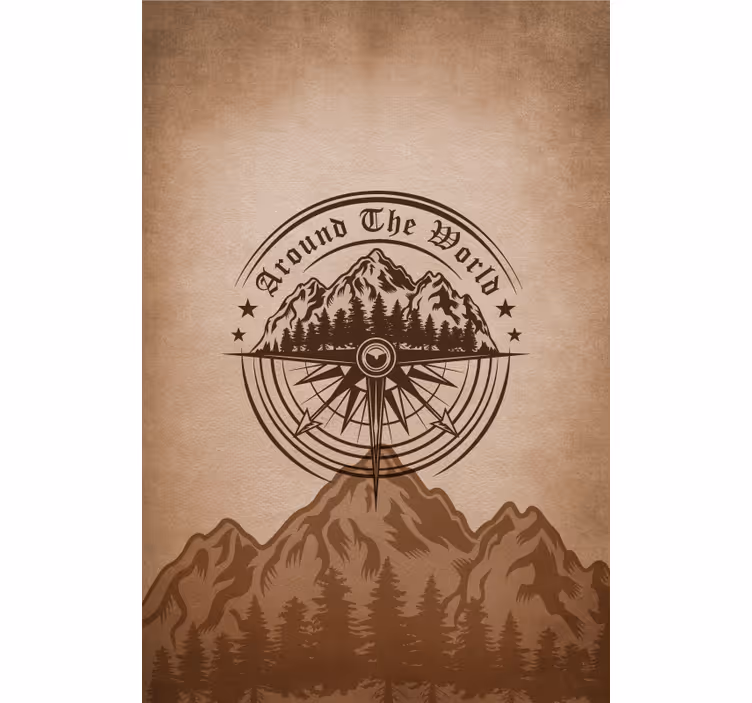 Mountain compass design living room roller blind - TenStickers