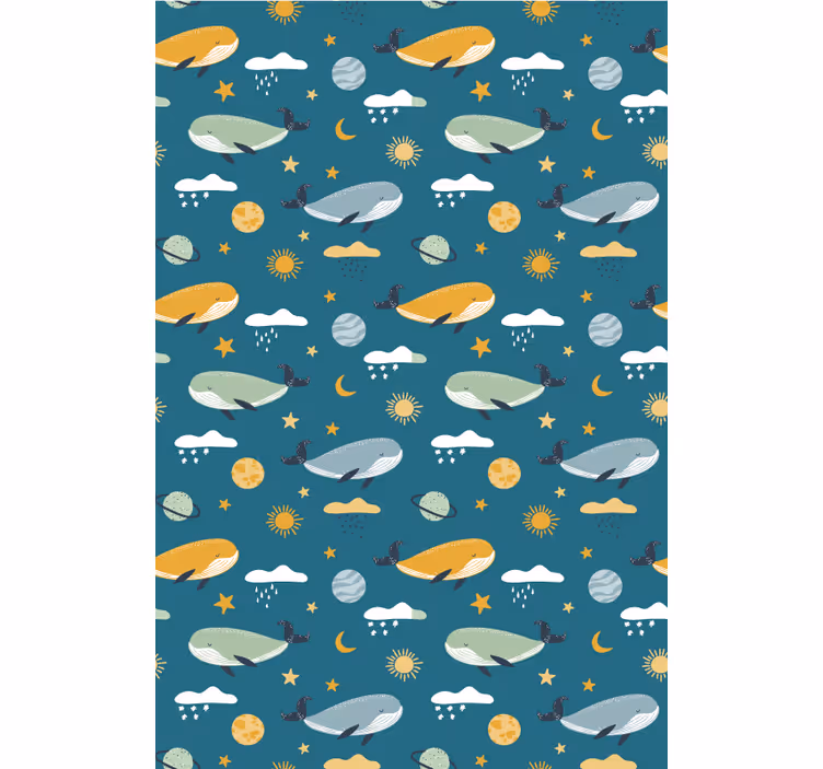 Whales pattern children room roller blind - TenStickers