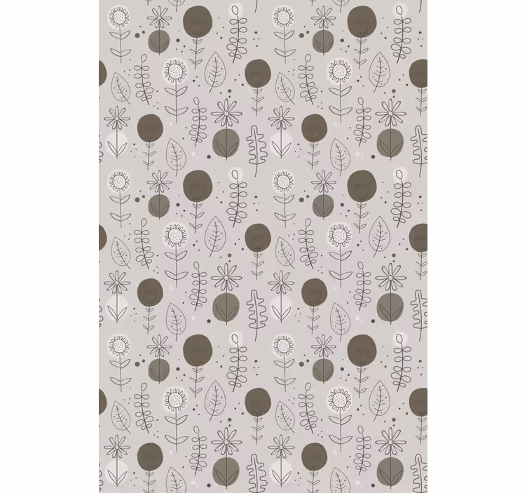 Grey stylish theme flowers and plants roller blind - TenStickers