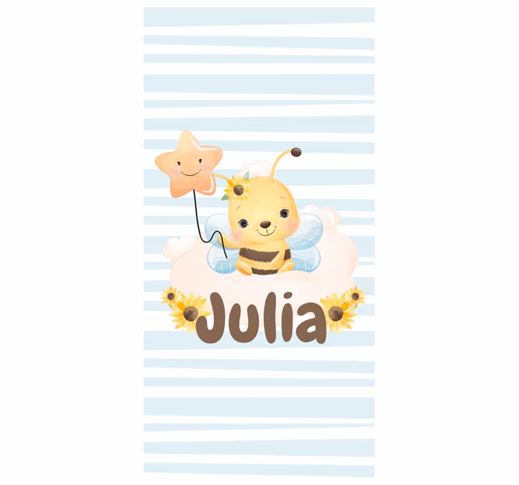 Cute Bee with Name children room roller blind - TenStickers