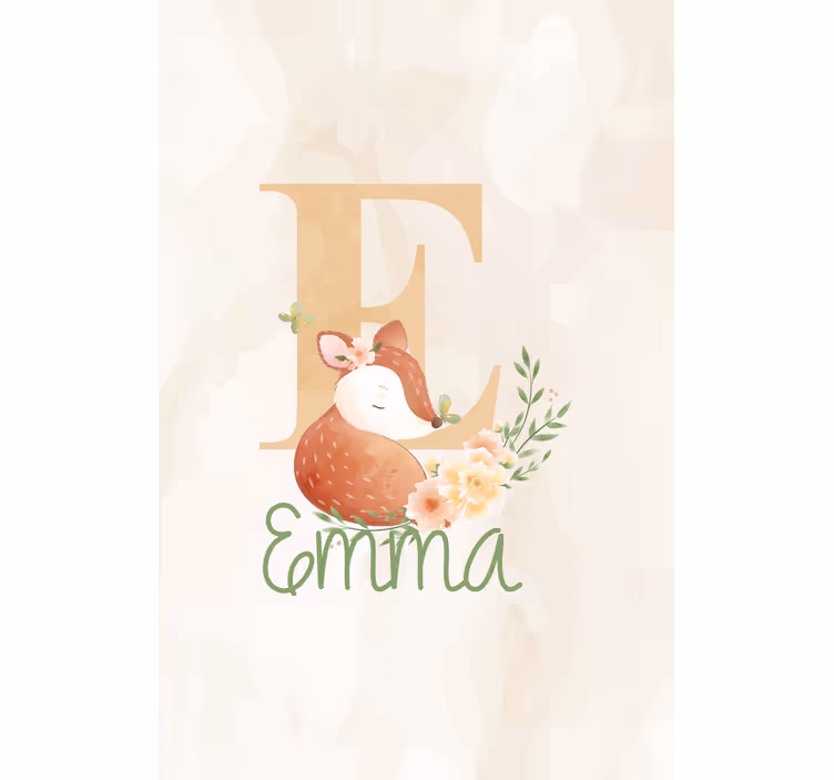 Fox with initial and name children room roller blind - TenStickers