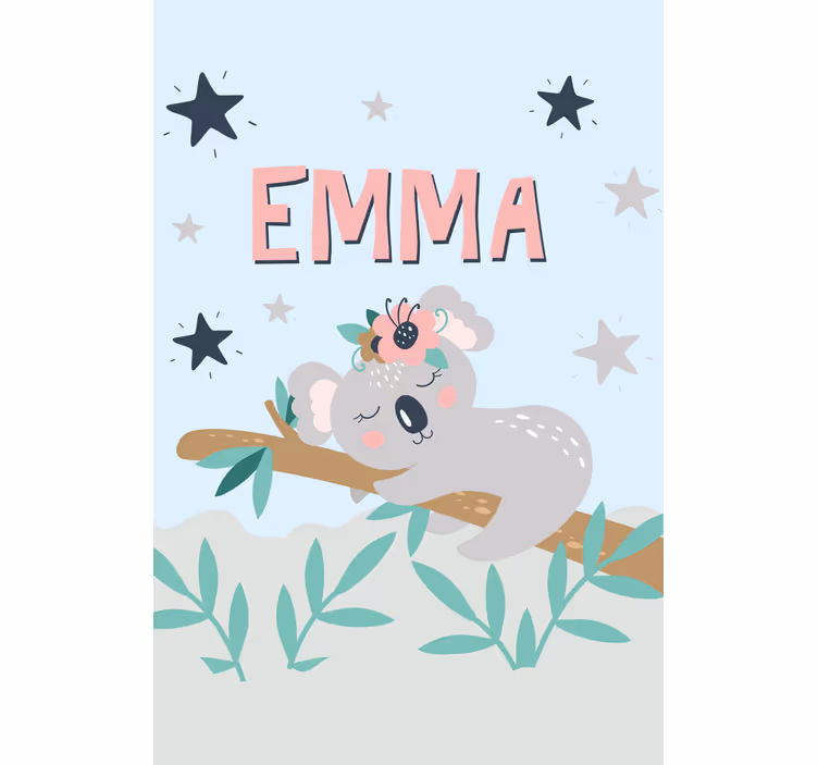 Cute koala for girl with name Nursery blind - TenStickers