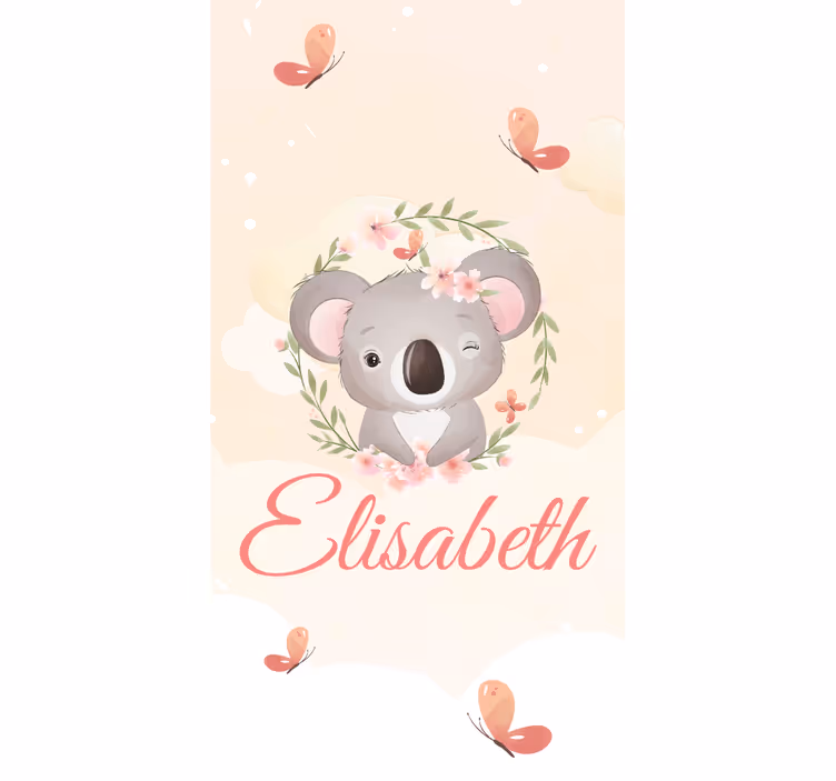 Baby koala with name children room roller blind - TenStickers