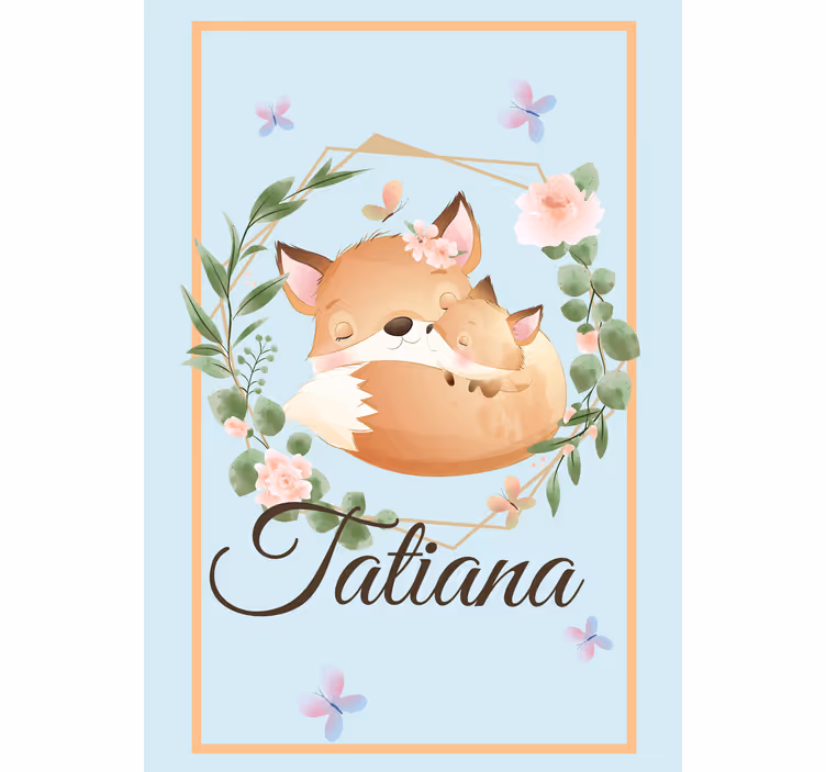 Fox family with name children room roller blind - TenStickers