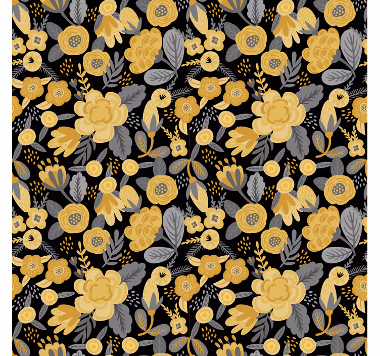 Yellow botanical pattern flower roller blind - TenStickers