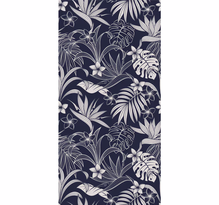 Dark tropical floral pattern flowers and plants roller blind - TenStickers
