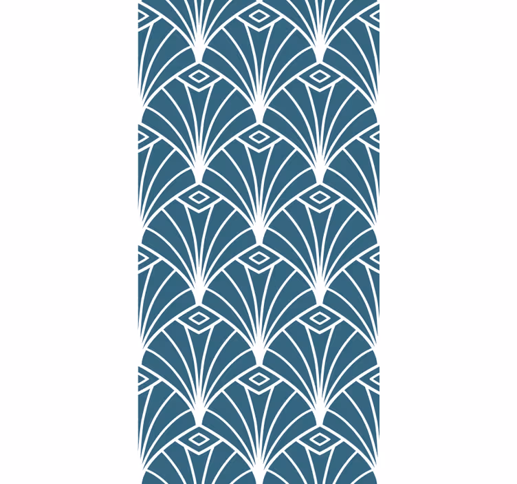 Blue and white "art deco" pattern Elegant blind - TenStickers