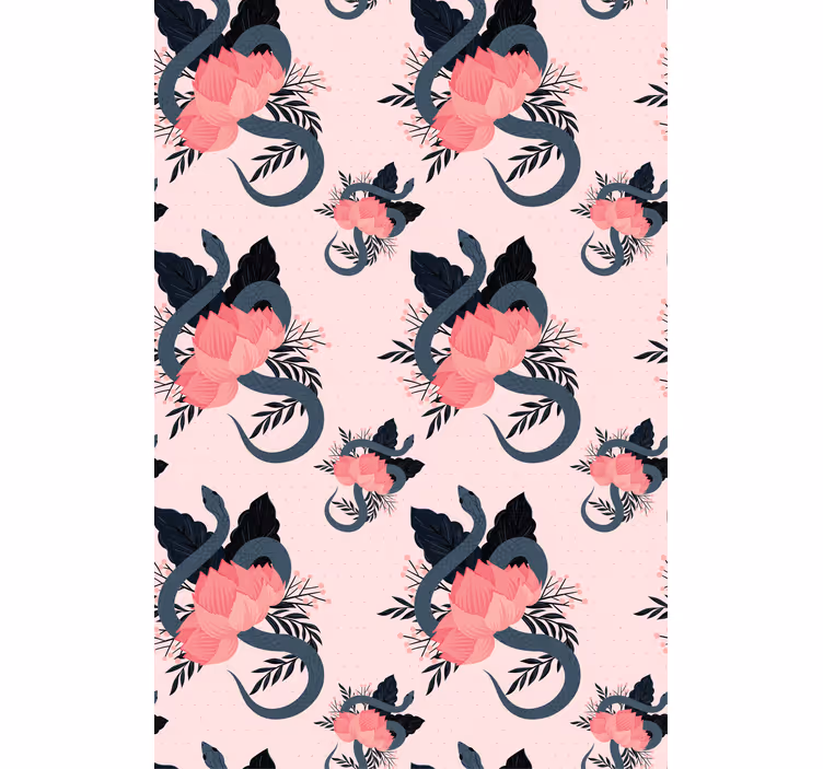 Floral and snake design flowers and plants roller blind - TenStickers
