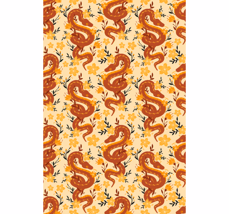 Serpent With Flowers animal roller blind - TenStickers
