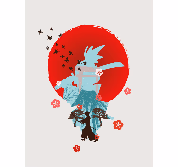 Anime fighter sunset illustration roller blind - TenStickers
